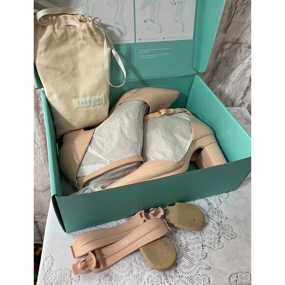 Pashion Footwear 7.5 The D'Orsay 4" Block Heel, Interchangeable Heels Sand - Picture 3 of 9